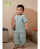 Cot & Candy Organic Cotton Half Sleeves Solid Tee & Pant Set - Teal