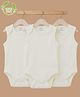 Cot & Candy Interlock Knit Pack Of 3 Sleeveless Solid Onesie - Off White