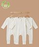 Cot & Candy Interlock Knit Pack Of 3 Full Sleeves Solid Romper - Off White