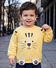 Babyoye 100% Cotton 3 Thread Heavy Guage Brushed Back Fleece Knit Full Raglan Sleeves Tiger Printed Sweatshirt - Cream