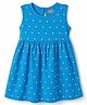 Babyhug Cotton Knit Sleeveless Polka Dots Printed Frock - Blue