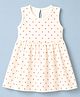 Babyhug Cotton Knit One Piece Dress with Sleeveless and Heart Print - White