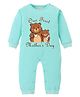 BLUSHES Cotton Knit Fathers Day Theme Full Sleeves Our First Fathers Day Text Printed Romper - Sea Green