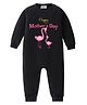 BLUSHES Cotton Knit Mothers Day Theme Full Sleeves Flamingo Mother & Chick Printed Romper - Black