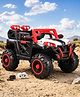 Battery Operated Ride On Jeep With Music & Lights Rechargeable| Openable Doors| Built-in Music & AUX| Remote Control| Easy to Assemble| Forward & Reverse| Magic Swing Movement - White & Red