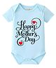 BLUSHES Cotton Knit Mothers Day Theme Half Sleeves Happy Mothers Day Text Printed Onesie - Aqua Blue
