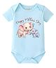 BLUSHES Cotton Knit Mothers Day Theme Half Sleeves Elephant & Happy Mothers Day Text Printed Onesie - Aqua Blue