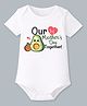 BLUSHES Cotton Knit Mothers Day Theme Half Sleeves Avocado & Our First Mothers Day Together Text Printed Onesie - White