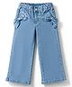 Babyhug Cotton Lycra Full Length Washed Jeans With Bow Applique & Stretch - Blue
