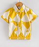 Hugsntugs Cotton Woven Top Half Sleeves Diamond Checked Shirt Style Top - Yellow