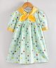 Hugsntugs Cotton Woven Half Puffed Sleeves Abstract Printed Detailed Dress - Mint Green