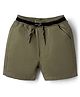 Rikidoos Cotton Woven Knee Length Solid Shorts - Olive Green