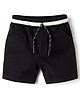 Rikidoos Cotton Woven Knee Length Solid Shorts- Black