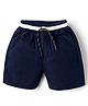 Rikidoos Cotton Woven Knee Length Solid Shorts - Navy Blue