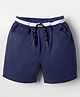 Rikidoos Cotton Woven Knee Length Solid Shorts - Navy Blue