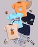 blushh berry 100% Cotton Knit Half Sleeve Pack Of 3 Watermelon Coolest And Slowly Printed Tee With Shorts Set - Cream,Blue,Orange
