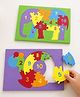 Babyhug Early Learning Educational Foam Animal Puzzle Set - Tortoise & Elephant Theme| Pack of 2| Colourful Animal Number Puzzles| Preschool Toy| Shape Matching| Fine Motor Skills & Brain Development