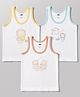 Simply Sinker Knit Sleeveless Vest with Lion Print Pack of 3 - White