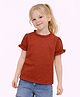 Sportking Cotton Blend Woven Half Puffed Sleeves Textured Top - Red