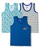 Simply Sinker Knit Sleeveless Vest with Stripes & Car Print Pack of 3- Blue