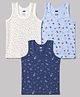 Simply Sinker Knit Sleeveless Vest with Space Theme Print Pack of 3 - Cream Navy & Sky