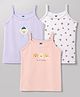 Simply Sinker Knit Sleeveless Slips with Bear & Puppy Print Pack of 3- White & Pink