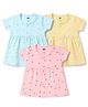 Simply Interlock Knit Front Open Half Sleeves Heart & Floral Printed Frocks Pack of 3 - Pink