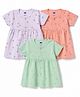 Simply Interlock Knit Half sleeves Frock With Heart & Butterfly Print Pack of 3 - Mint Lilac & Peach