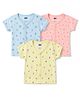 Simply Sinker Knit Half Sleeves Animal Face & Rainbow Printed Jhablas Pack of 3 - Lemon Blue &  Pink