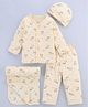 Simply Sinker Knit Full Sleeves Co-ord T-Shirt & Pyjama Night Suit with Puppy Print Cap & Wash Cloth - Beige