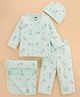 Simply Sinker Knit Full Sleeves Co-ord T-Shirt & Pyjama Night Suit with Dino Print Cap & Wash Cloth - Mint
