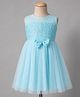 Kookie Kids Woven Sleeveless Party Dress With Sequin Detailing & Bow Applique - Light Blue