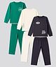 Primo Gino 100% Cotton Knit Full Sleeves T-Shirt & Pyjama Night Suit with Text Print Pack of 3 - Green Black & White