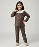 Biglilpeople Cotton Woven Full Sleeves Striped & Floral Printed Coordinating Top & Pajama Night Suit - Brown
