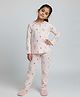 Biglilpeople Cotton Woven Full Sleeves Unicorn Printed Coordinating Tee & Pajama Night Suit - Pink