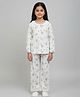 Biglilpeople Cotton Woven Full Sleeves Striped & Bow Printed Coordinating Shirt & Pajama Night Suit - White