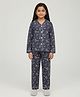 Biglilpeople Cotton Woven Full Sleeves Dinosaur Printed Coordinating Shirt & Pajama Night Suit - Grey