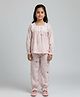 Biglilpeople Cotton Woven Full Sleeves Checked & Animal Printed Coordinating Top & Pajama Night Suit - Pink