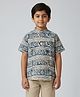 Biglilpeople Cotton Woven Half Sleeves Floral & Abstract Printed Shirt - Blue