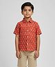 Biglilpeople Cotton Woven Half Sleeves Floral Printed Shirt - Red