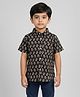 Biglilpeople Cotton Woven Half Sleeves Floral Printed Shirt - Black