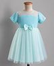 Kookie Kids Woven Half Sleeves Party Dress With Bow Applique - Light Blue