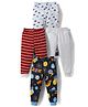 Junior Star Pack Of 4 Solid Striped & Space Theme Printed Pajamas - Multi Colour