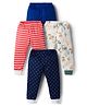 Junior Star Pack Of 4 Striped Polka Dots & Highland Cow Printed Pajamas - Multi Colour