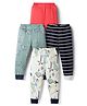 Junior Star Pack Of 4 Striped Dinosaurs & Dogs Printed Pajamas - Multi Colour