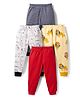 Junior Star Pack Of 4 Solid Striped & Animal & Birds Printed Pajamas - Multi Colour