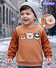 Babyoye 100% Cotton Three Thread Heavy Gauge Brushed Back Fleece Knit Full Sleeves Sweatshirts With Animal Embroidery - Brown