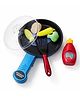 Toytales Pretend Play Frying Pan Kitchen Set with Lid, Spatula, Ketchup Bottle & Food Accessories for Kids Multicolor