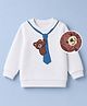 Babyoye 100% Cotton  3 Thread Heavy Guage Brushed Back Fleece 310 GSM Knit Sweatshirts with Full Sleeves and Teddy Bear Embroidery - White
