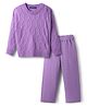 Pine Kids Knit Full Sleeves Cable Knit Designed Solid Colour  Sweater Set - Purple